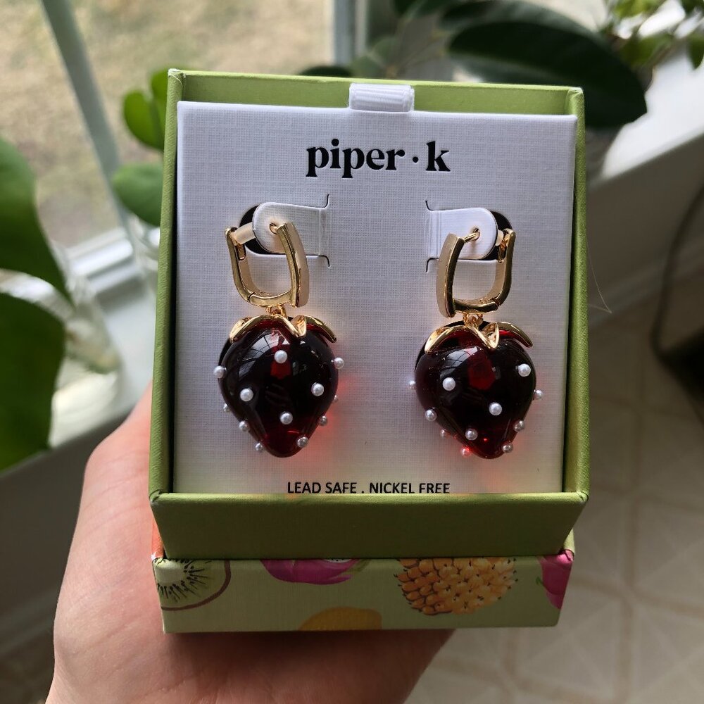 Piper K Strawberry Glass Earrings (Brand new and never open)